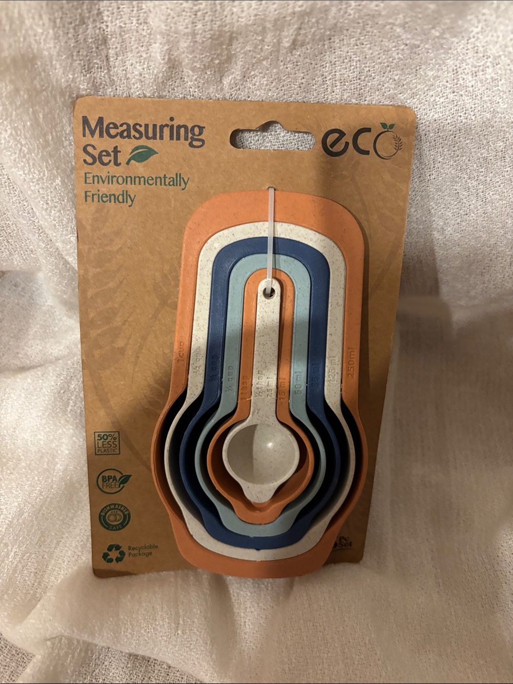 Eco Measuring Spoon and Cup Set - Terracotta, Blue, Cream